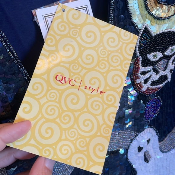 The Quacker factory vintage 90s Halloween sequin vest ghosts pumpkins size M NWT - Picture 6 of 11